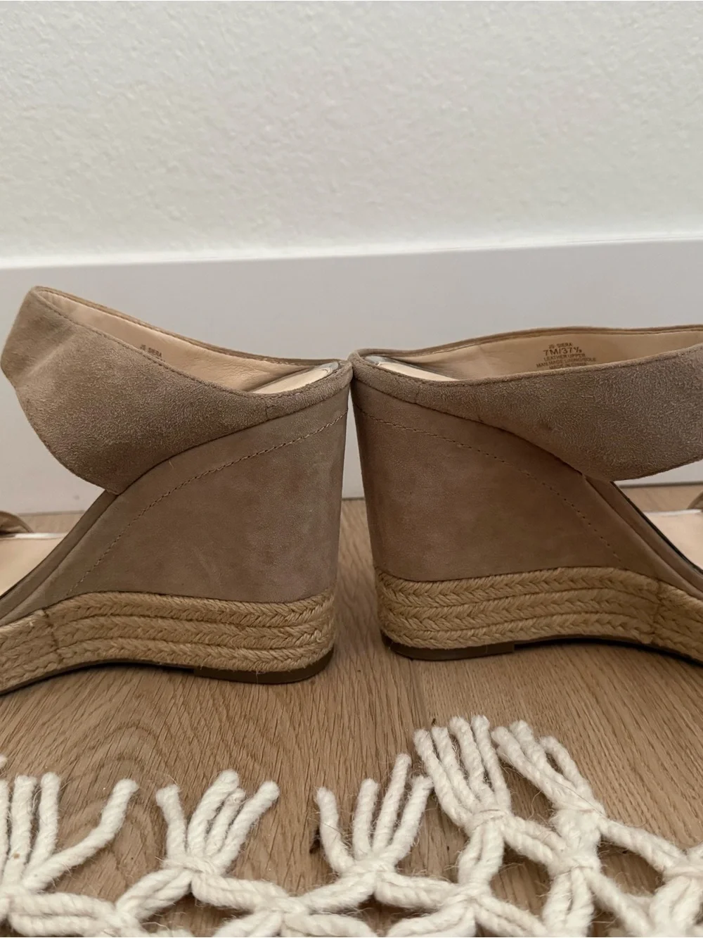 Jessica Simpson Suede Wedge Sandals in Taupe